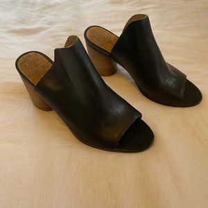 Open toed leather heels